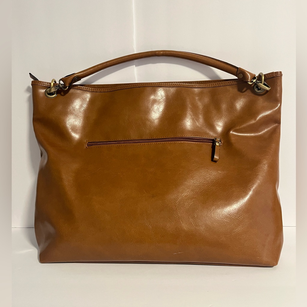 Bueno Women”S Brown Faux Leather Removable Strap Handbag Tote Bag Os